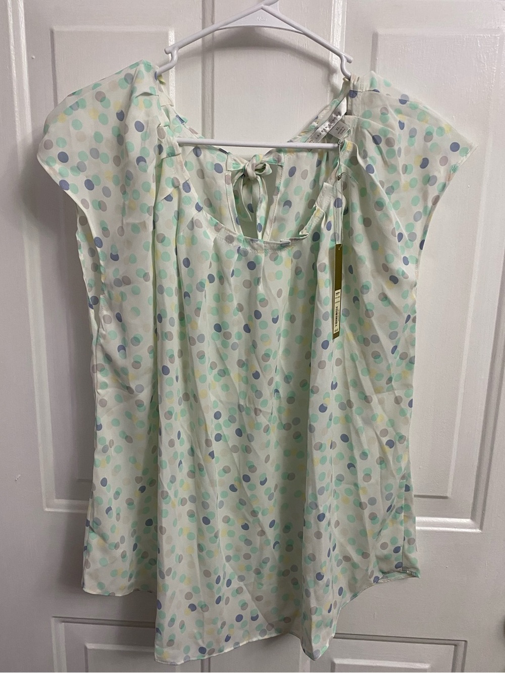 Lauren Conrad Pastel Polka Dots Cap Sleeve Blouse - Women XL NWT